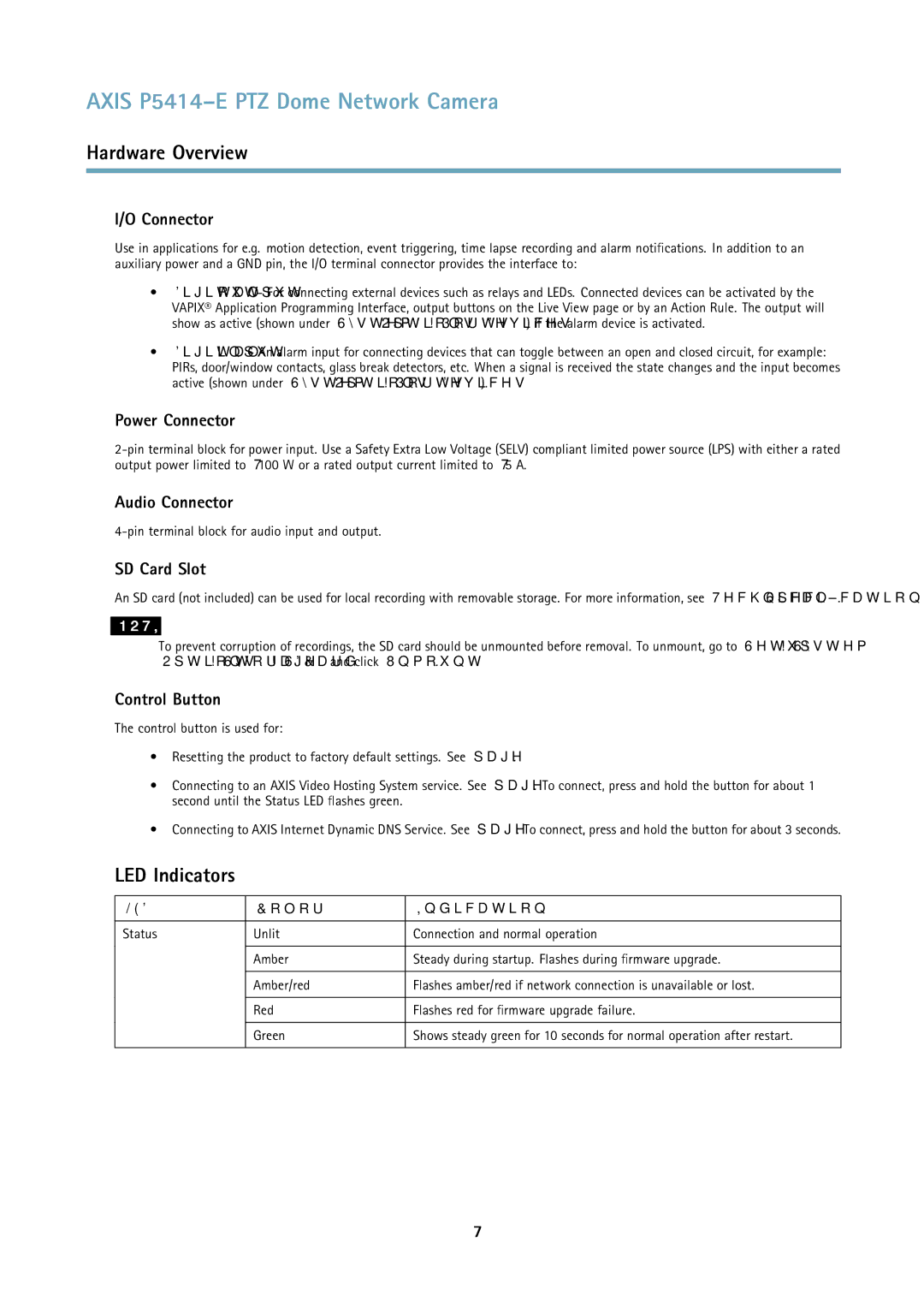 Axis Communications P5414E user manual LED Indicators 