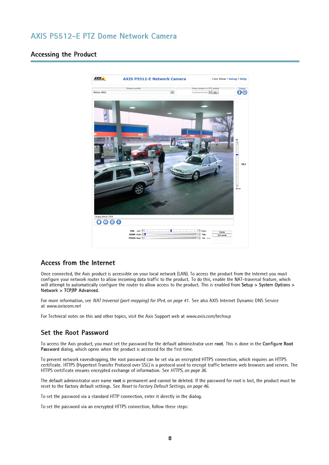 Axis Communications P5512 user manual Accessing the Product Access from the Internet, Set the Root Password 