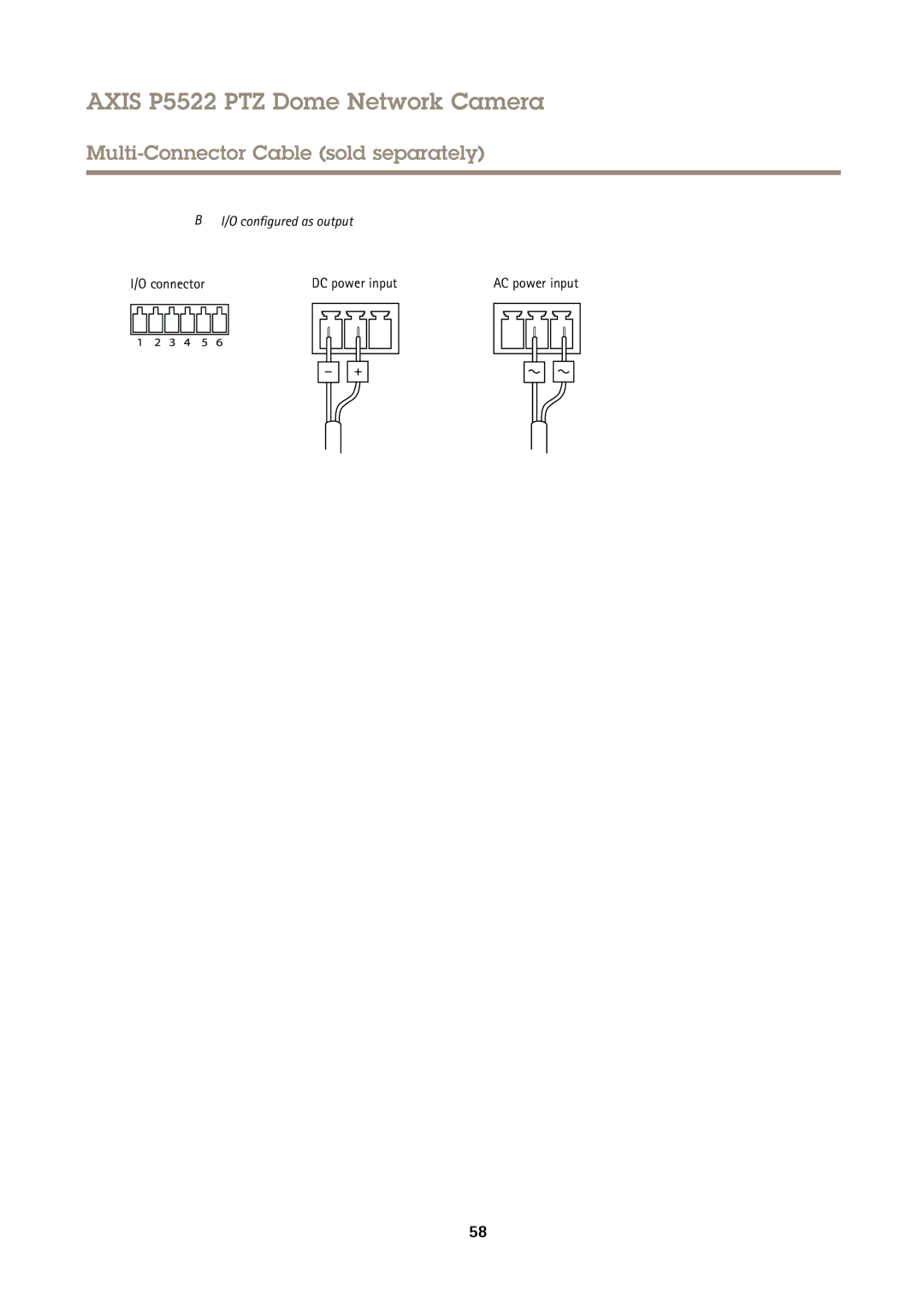 Axis Communications P5522 user manual Connector 