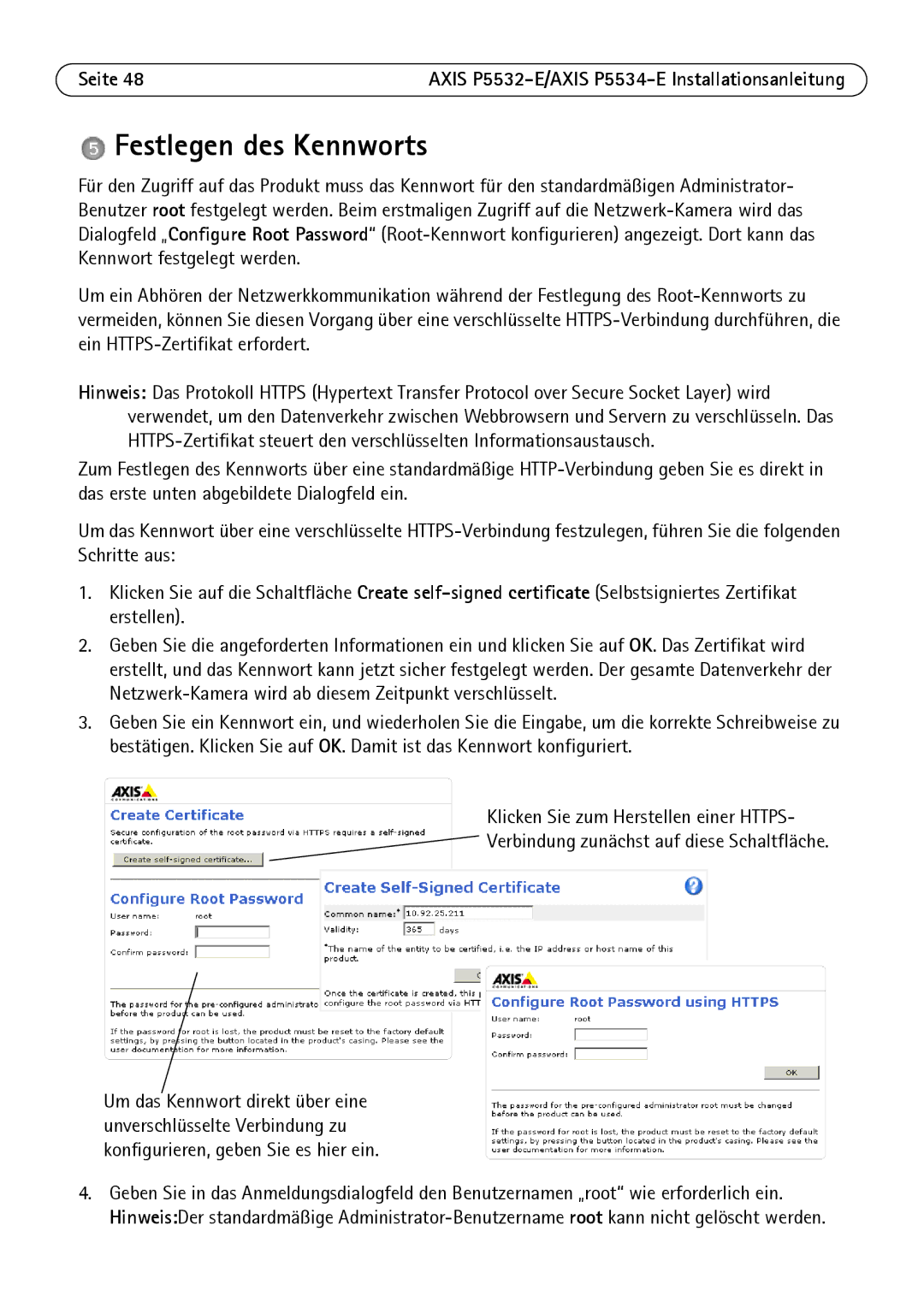 Axis Communications P5532-E manual Festlegen des Kennworts 