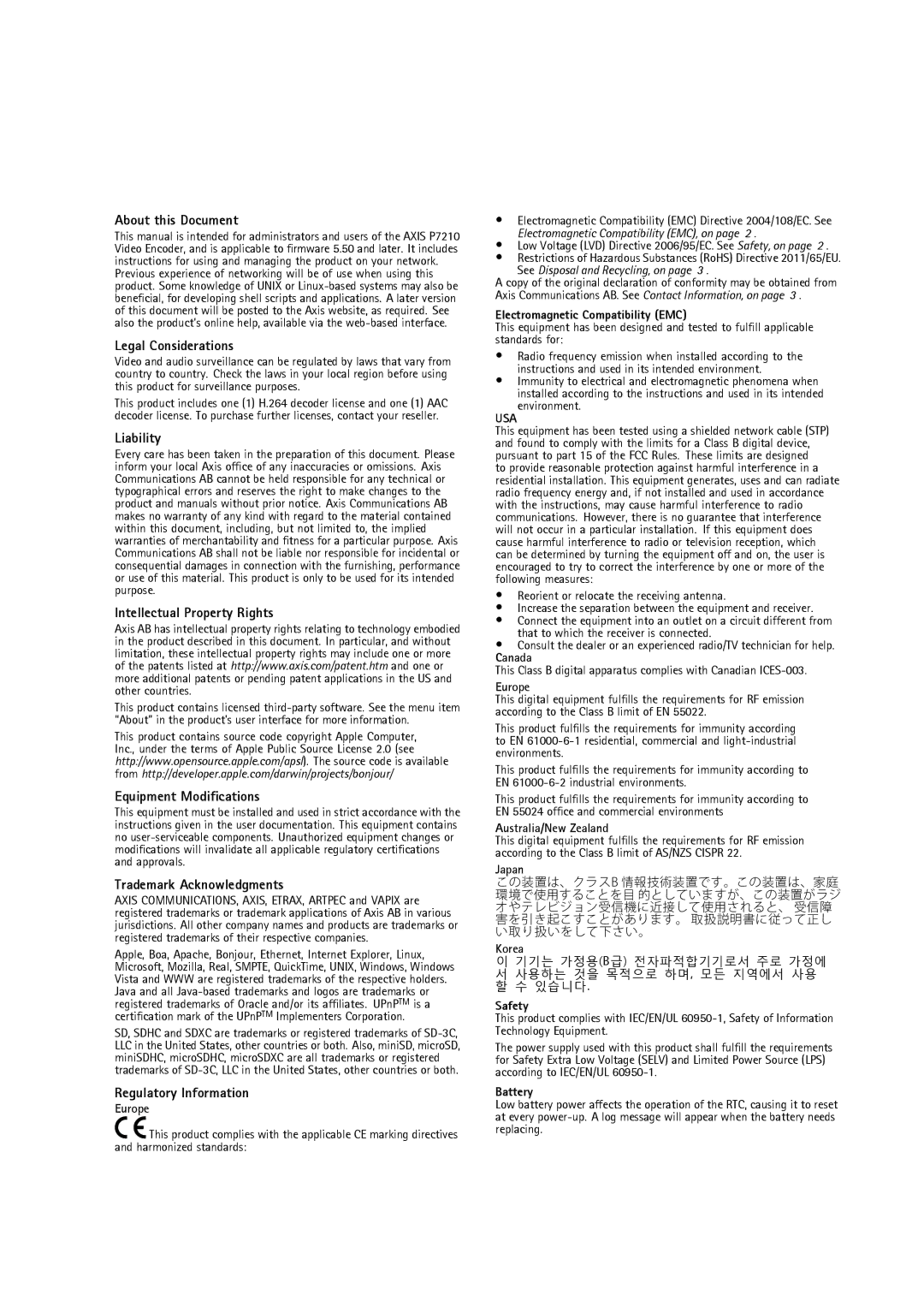 Axis Communications P7210 user manual About this Document, Legal Considerations, Liability, Intellectual Property Rights 