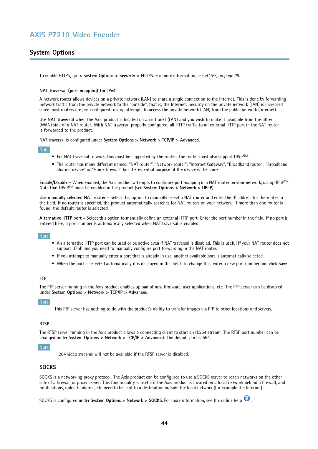 Axis Communications P7210 user manual NAT traversal port mapping for IPv4, Ftp 