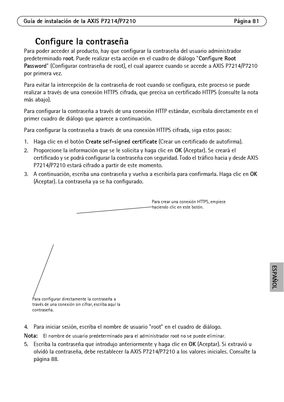 Axis Communications P7214/P7210 manual Configure la contraseña 