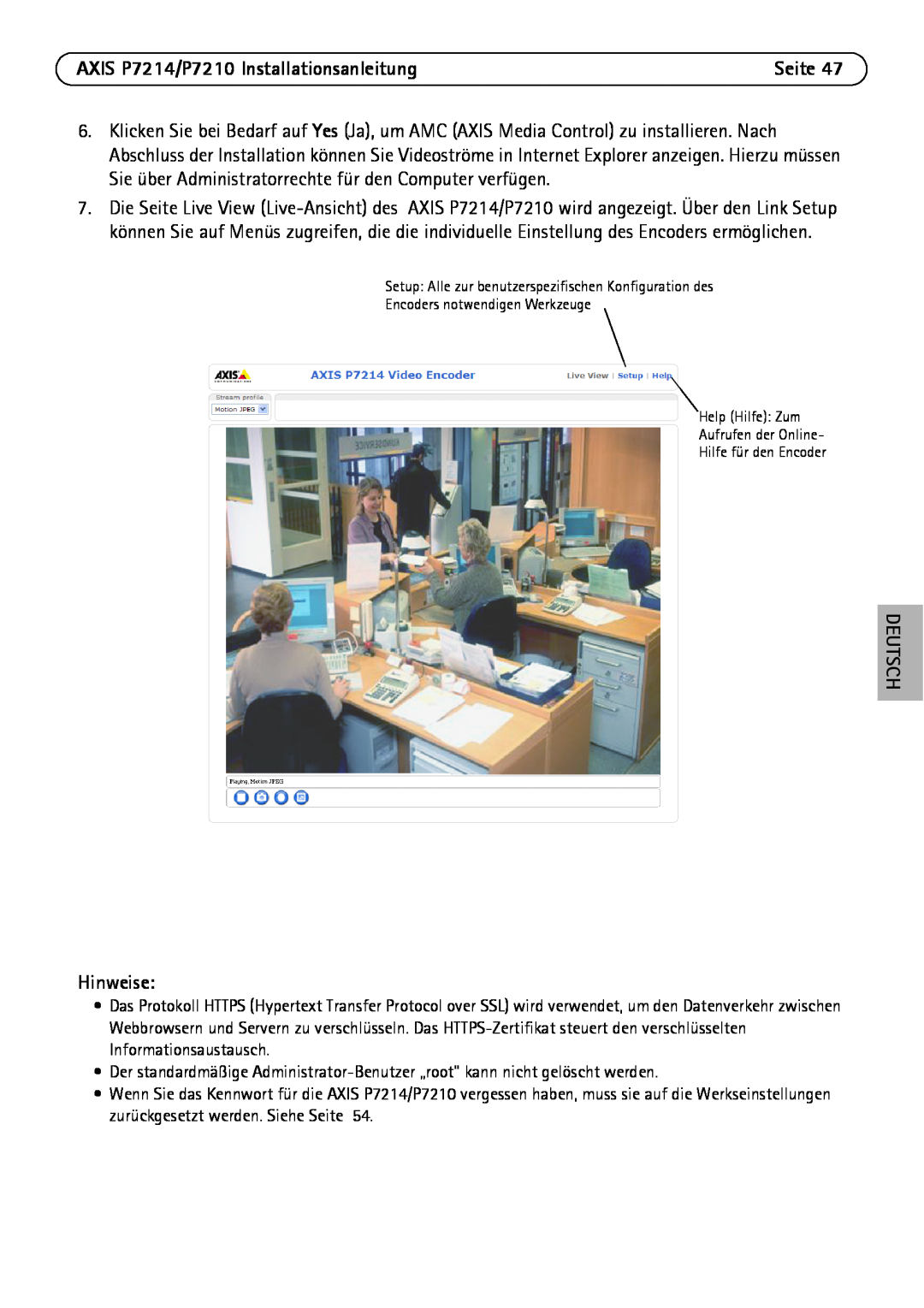 Axis Communications manual DEUTSCH Hinweise, AXIS P7214/P7210 Installationsanleitung 