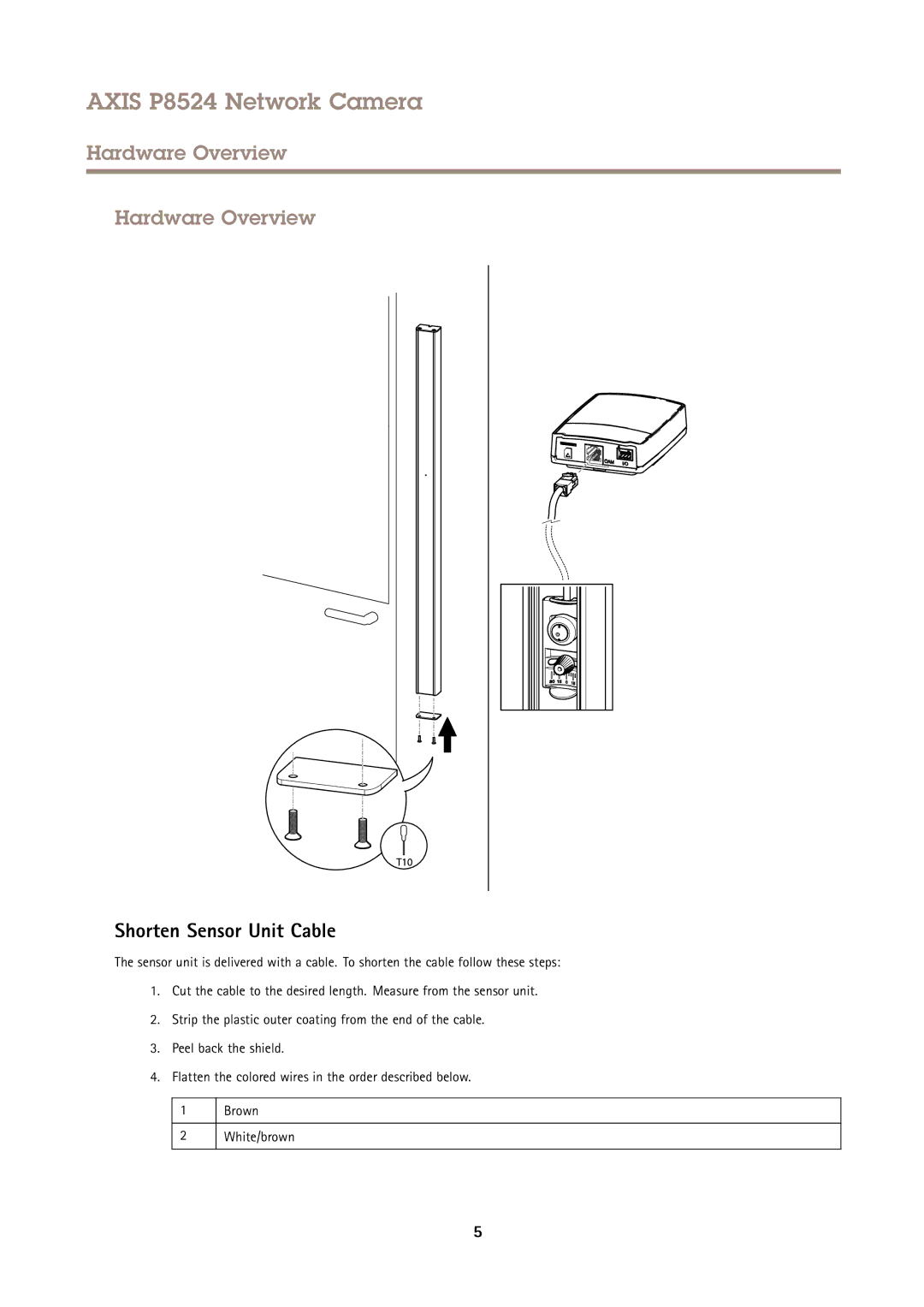 Axis Communications P8524 user manual Hardware Overview, Shorten Sensor Unit Cable 