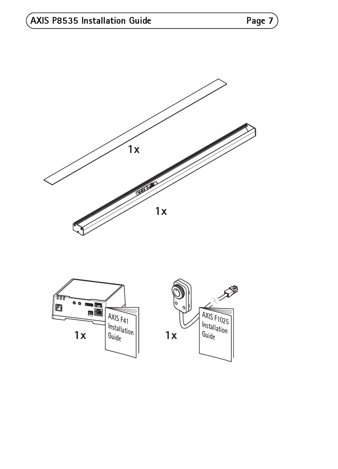 Axis Communications manual Axis P8535 Installation Guide Axis F41 Axis F1025 