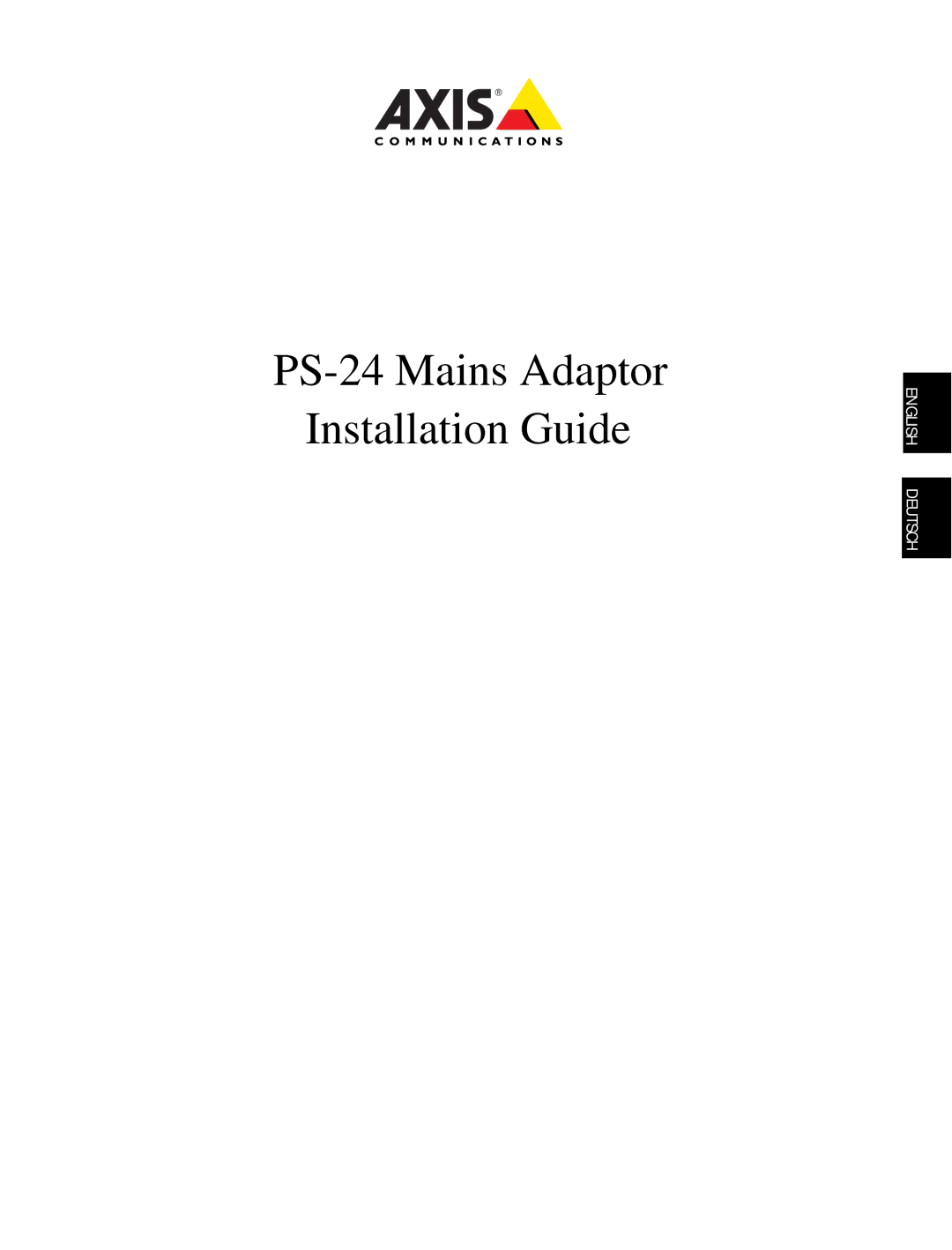 Axis Communications manual PS-24 Mains Adaptor Installation Guide 