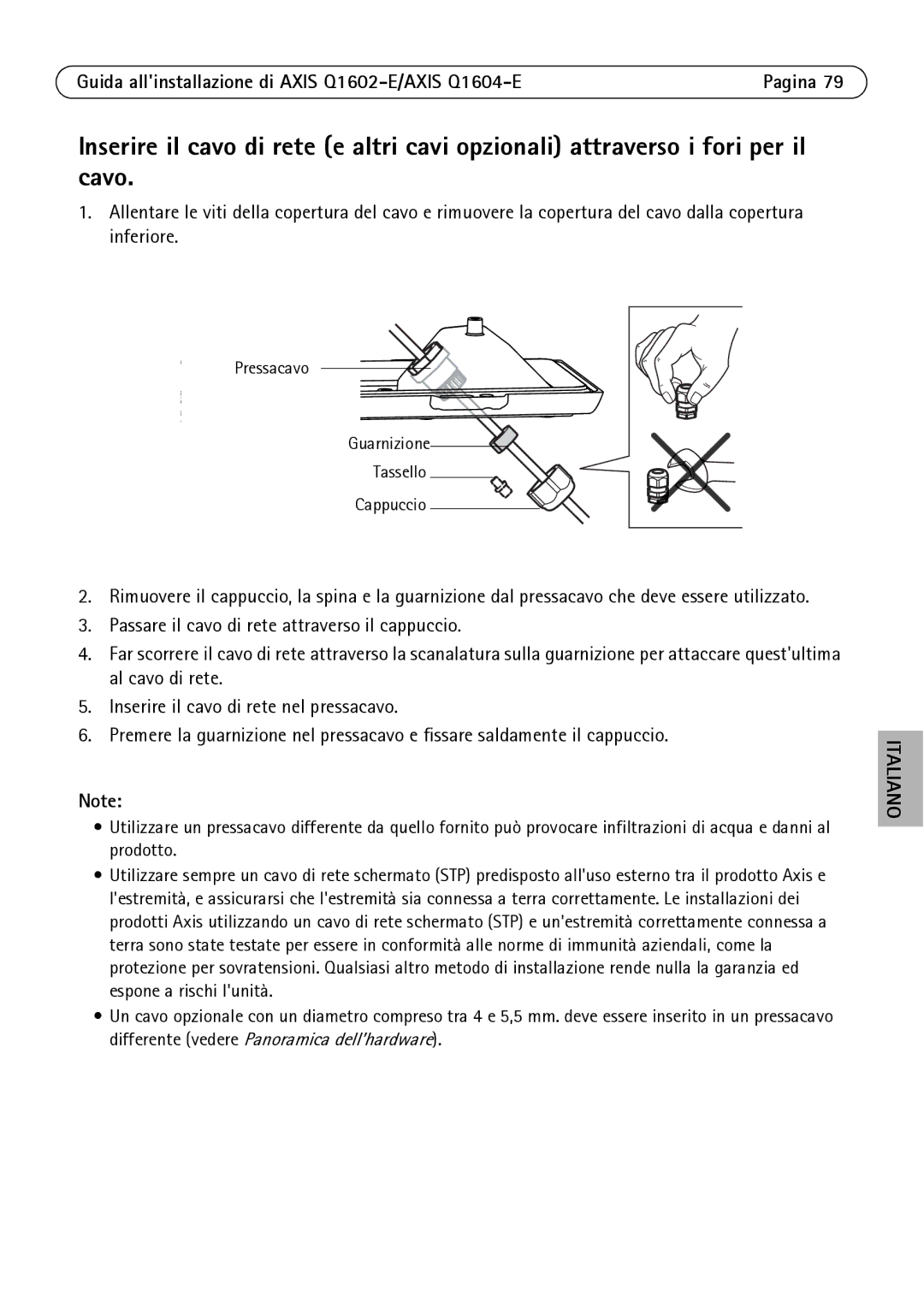 Axis Communications Q1604-E, Q1602-E manual Italiano 