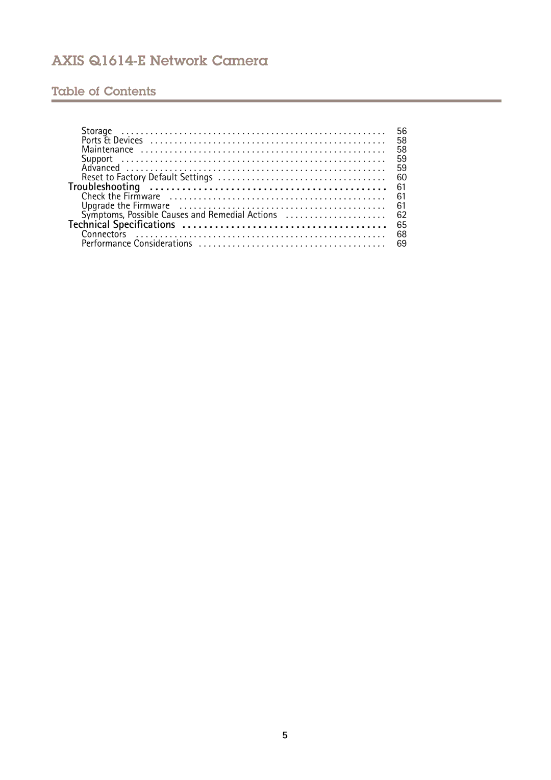 Axis Communications Q1614-E user manual Connectors Performance Considerations 