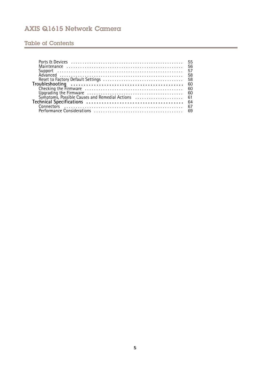 Axis Communications Q1615 user manual Troubleshooting, Connectors Performance Considerations 