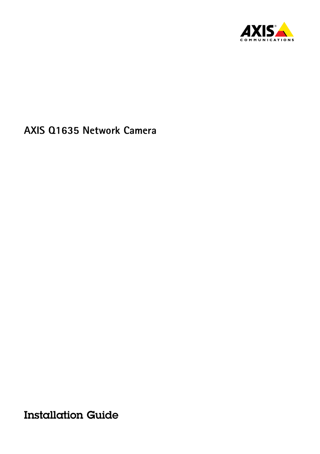 Axis Communications manual Axis Q1635 Network Camera 