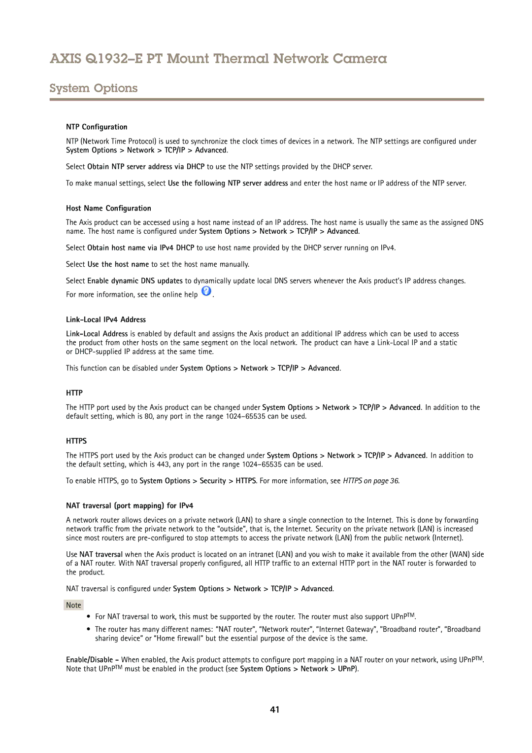 Axis Communications Q1932E user manual NTP Configuration, Host Name Configuration, Link-Local IPv4 Address 