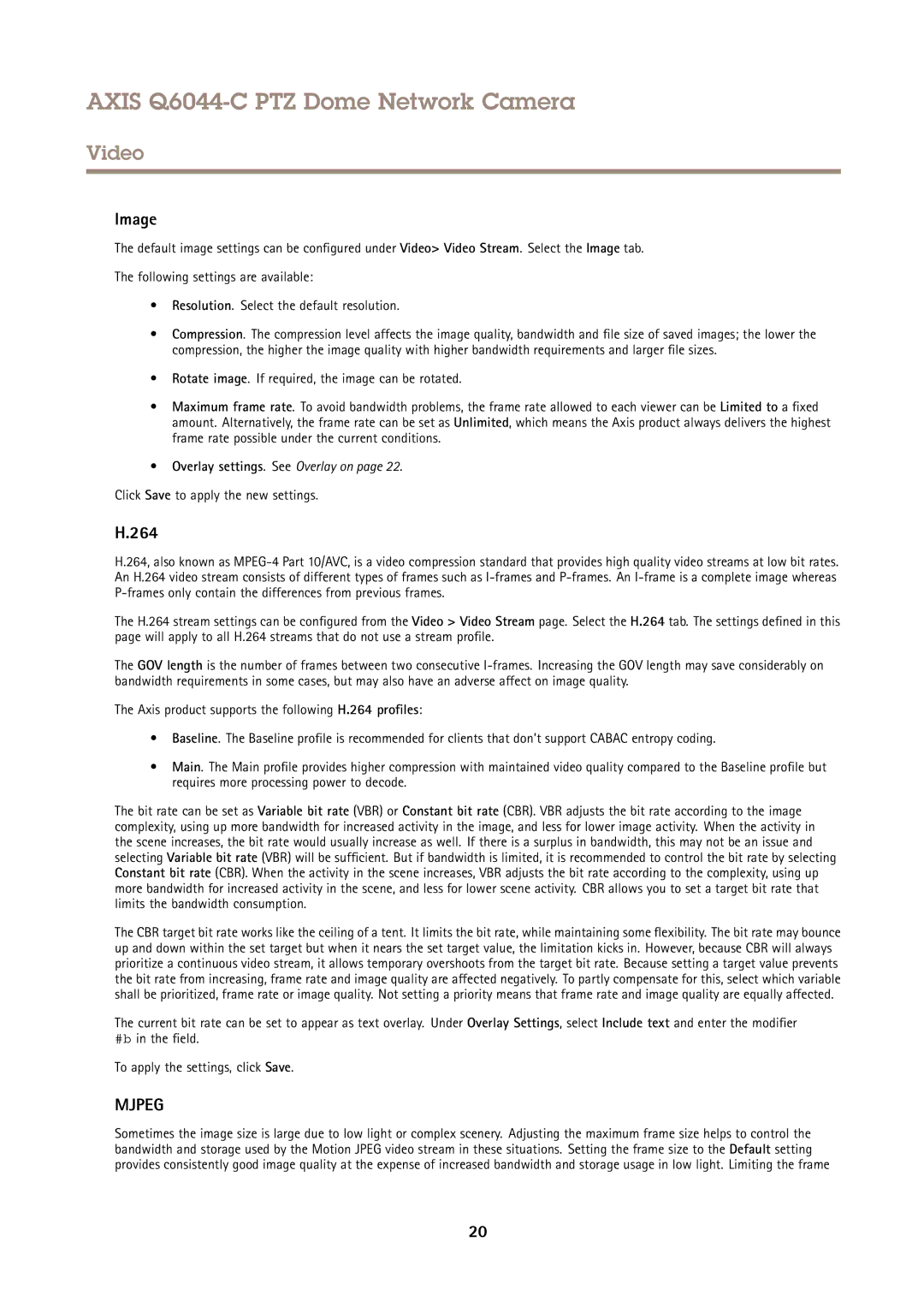 Axis Communications Q6044-C user manual Image, 264, Click Save to apply the new settings 