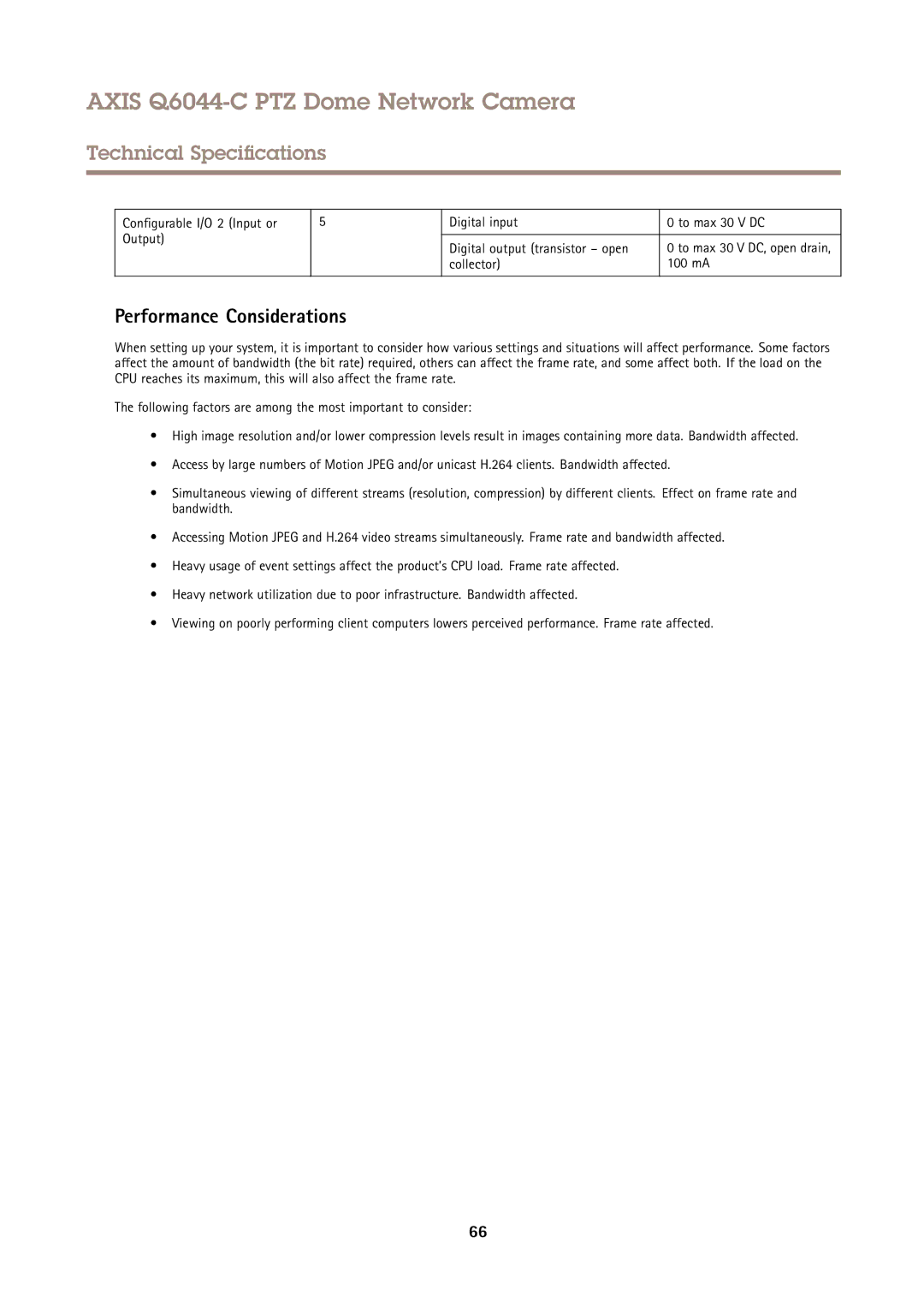 Axis Communications Q6044-C user manual Performance Considerations 