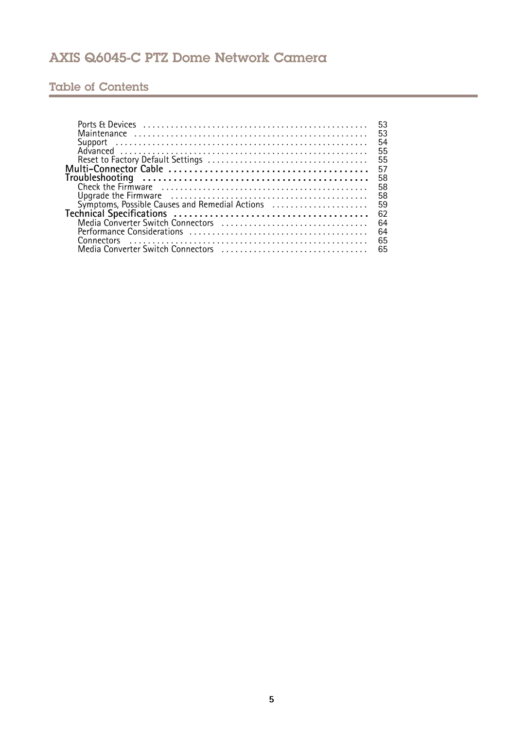 Axis Communications Q6045-C PTZ user manual Multi-Connector Cable Troubleshooting 