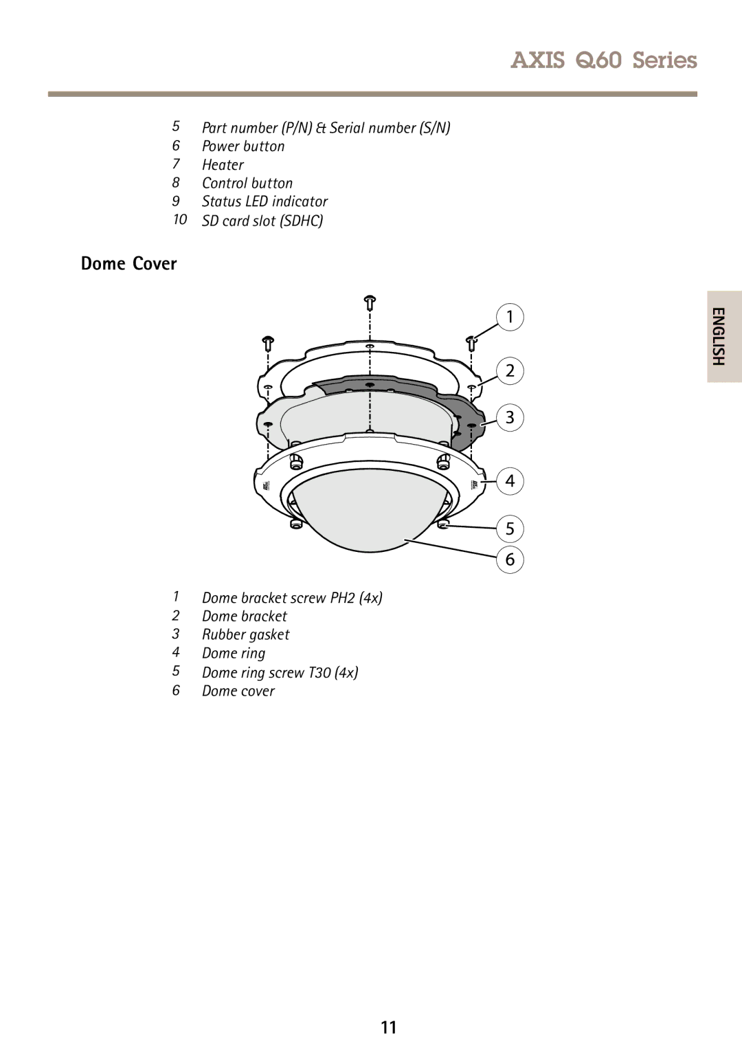 Axis Communications Q6042-E, Q6045-E, Q6044-E manual Dome Cover 