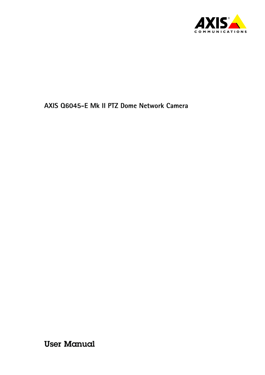 Axis Communications user manual AXIS Q6045-EMk II PTZ Dome Network Camera 