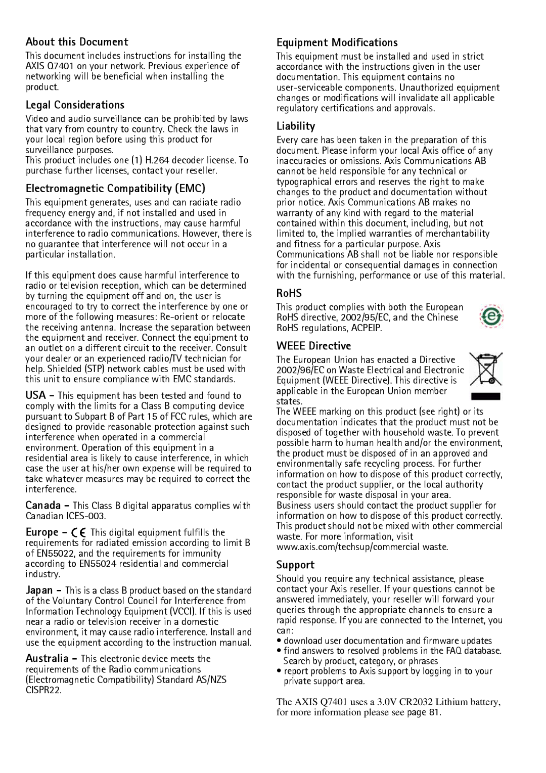 Axis Communications Q7401 manual About this Document 