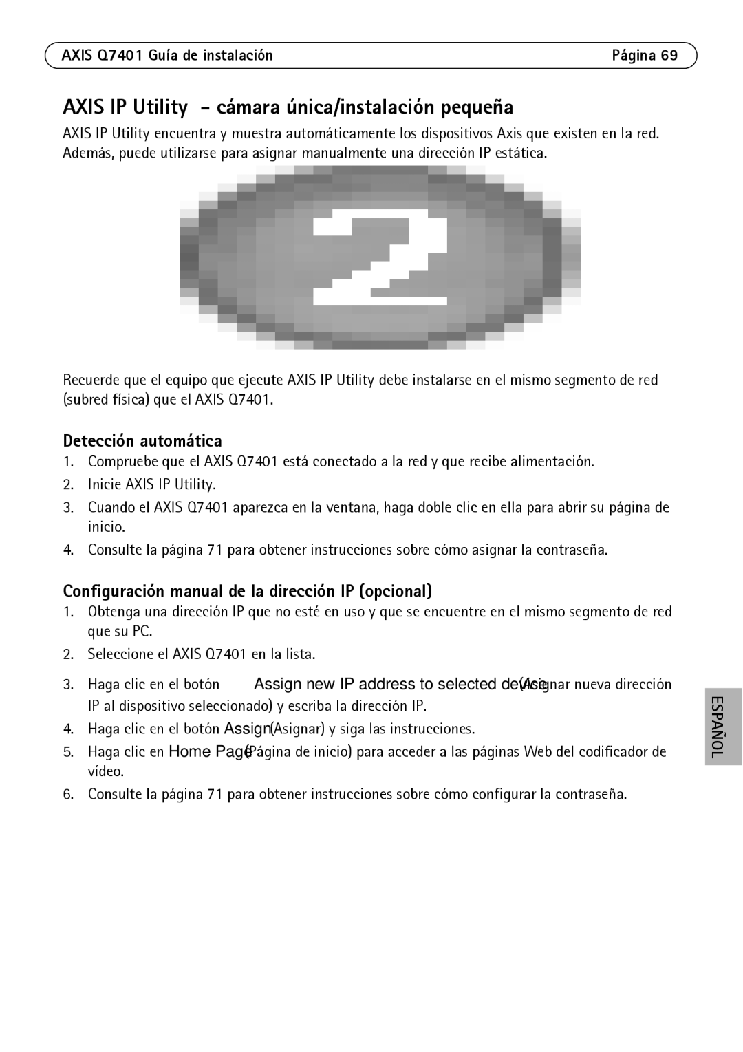 Axis Communications Q7401 manual Axis IP Utility cámara única/instalación pequeña, Detección automática 