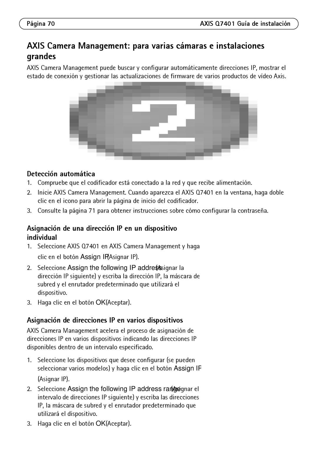 Axis Communications Q7401 manual Asignación de una dirección IP en un dispositivo individual 