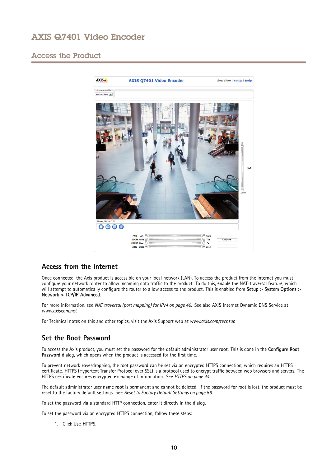 Axis Communications Q7401 user manual Access from the Internet, Set the Root Password 