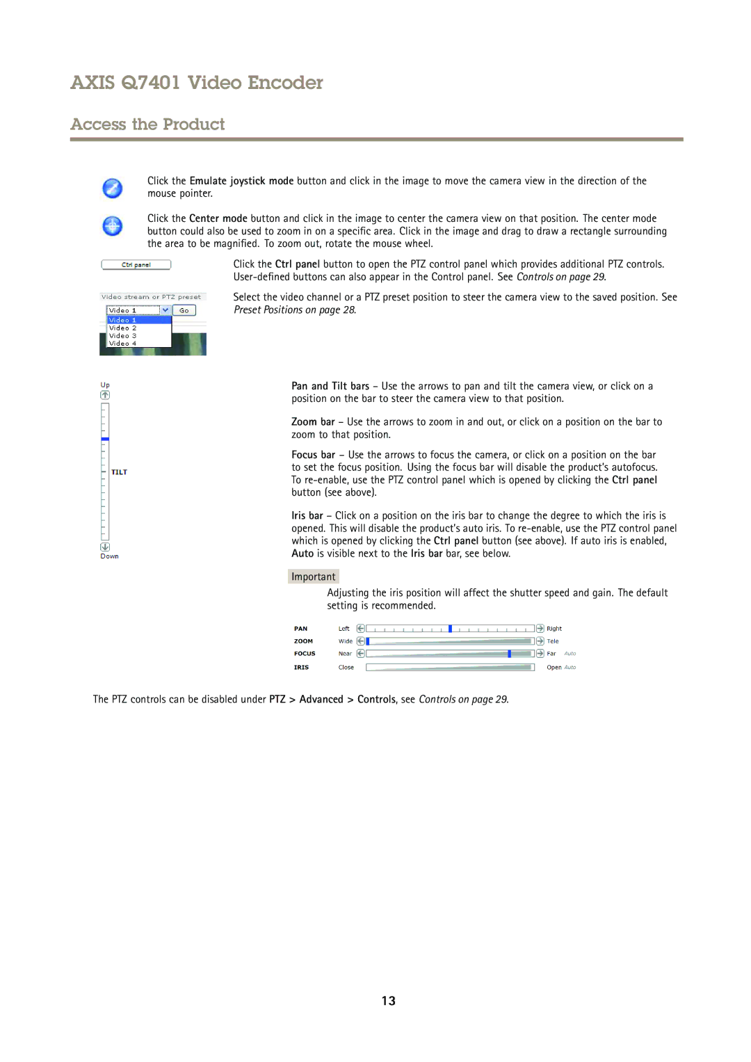 Axis Communications Q7401 user manual Preset Positions on 