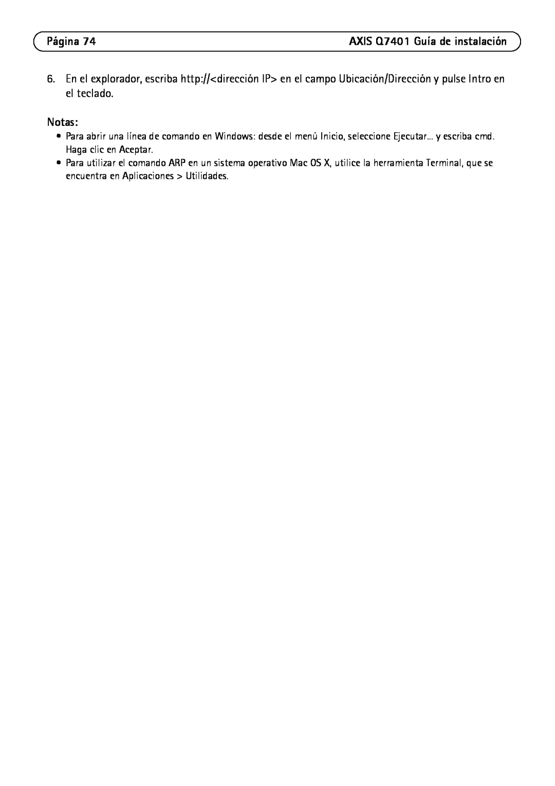 Axis Communications Q7401 manual Página, Notas 