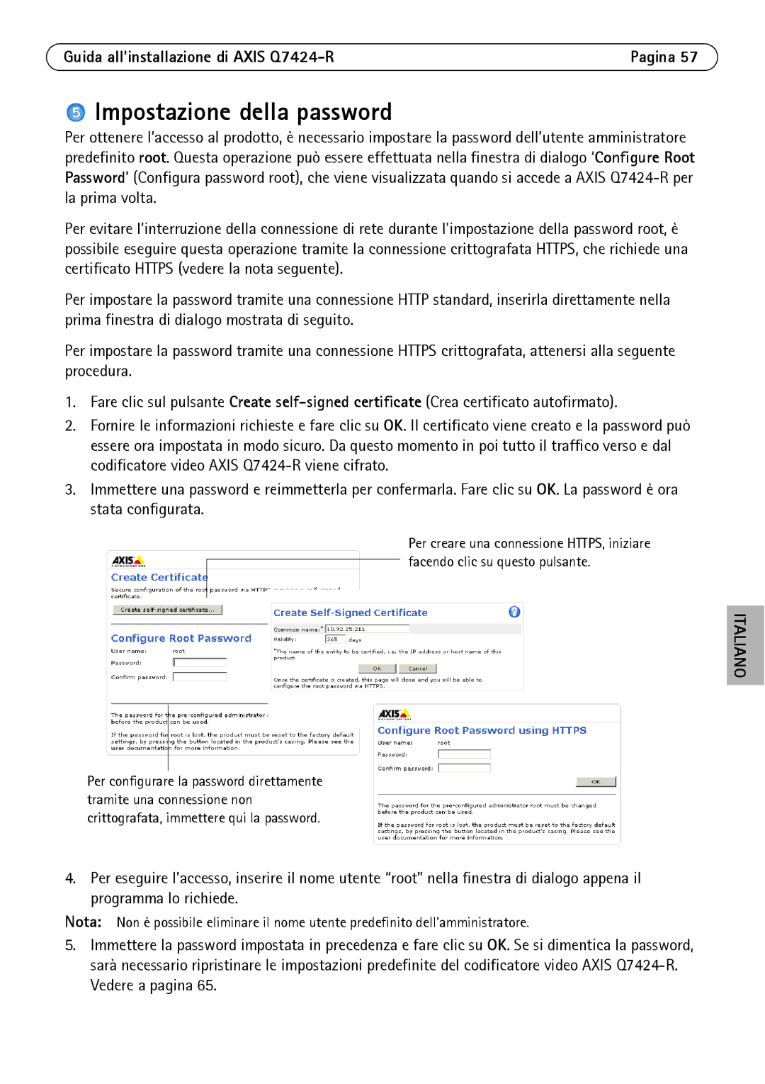 Axis Communications Q7424-R manual Impostazione della password 