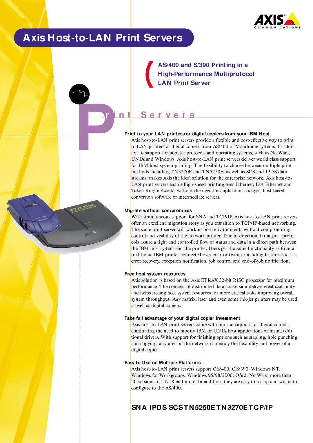Axis Communications AS/400, S/390 manual Axis Host-to-LAN Print Servers 