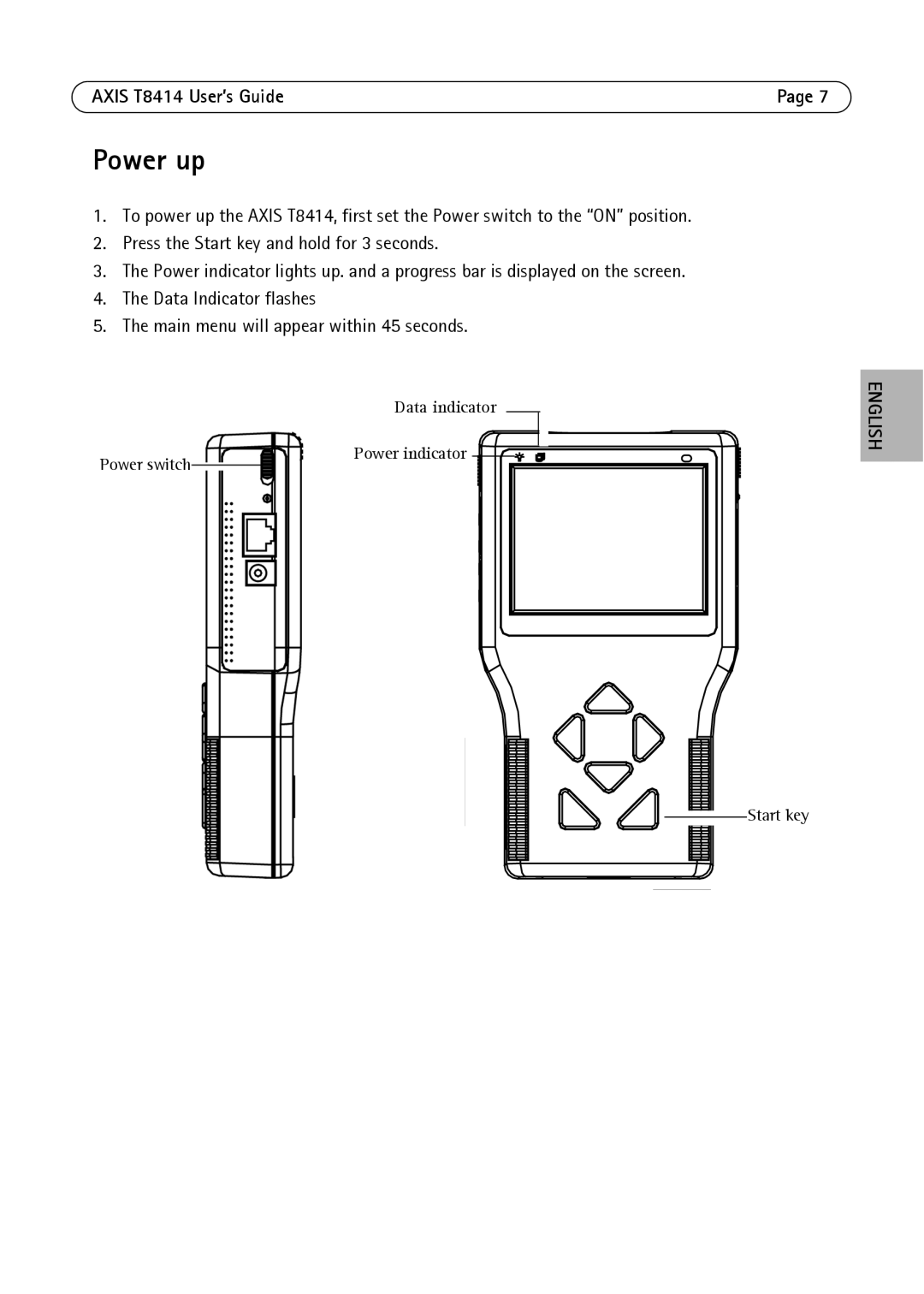 Axis Communications T8414 manual Power up 