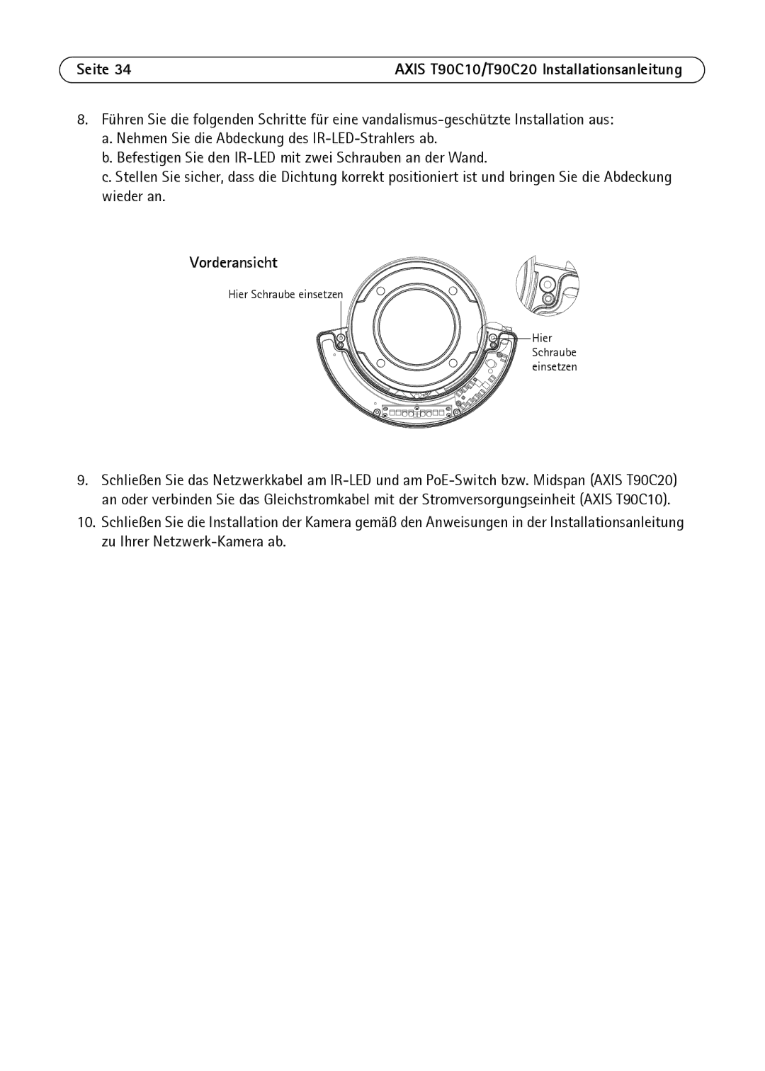 Axis Communications T90C10, T90C20 manual Vorderansicht 