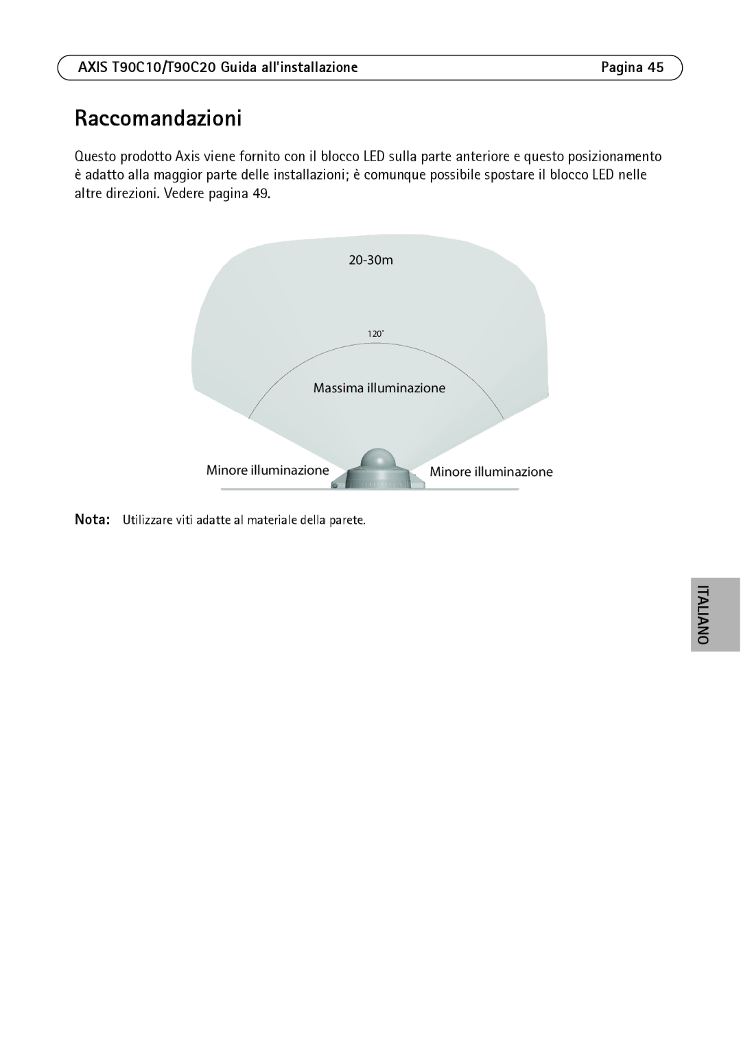 Axis Communications T90C20, T90C10 manual Raccomandazioni 