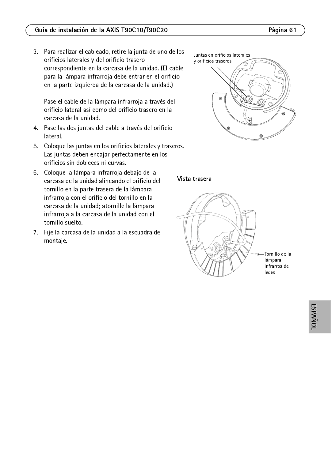 Axis Communications T90C20, T90C10 manual Vista trasera 