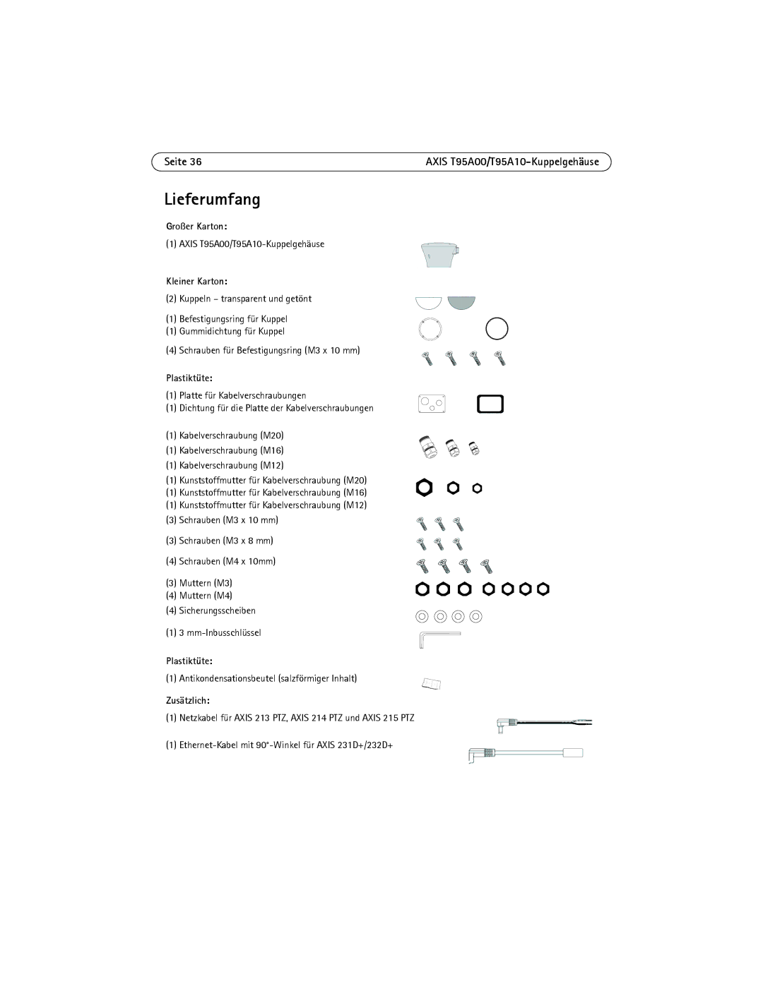 Axis Communications T95A10, T95A00 manual Lieferumfang, Seite 