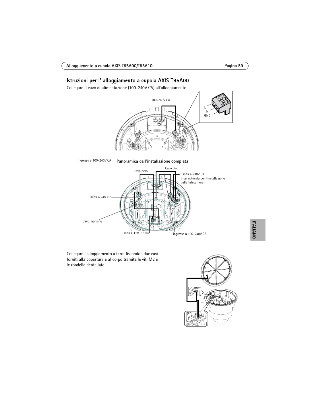 Axis Communications T95A10 manual Istruzioni per l alloggiamento a cupola Axis T95A00 