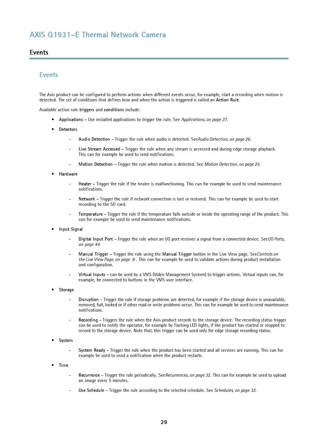 Axis Communications thermal network camera user manual Events 