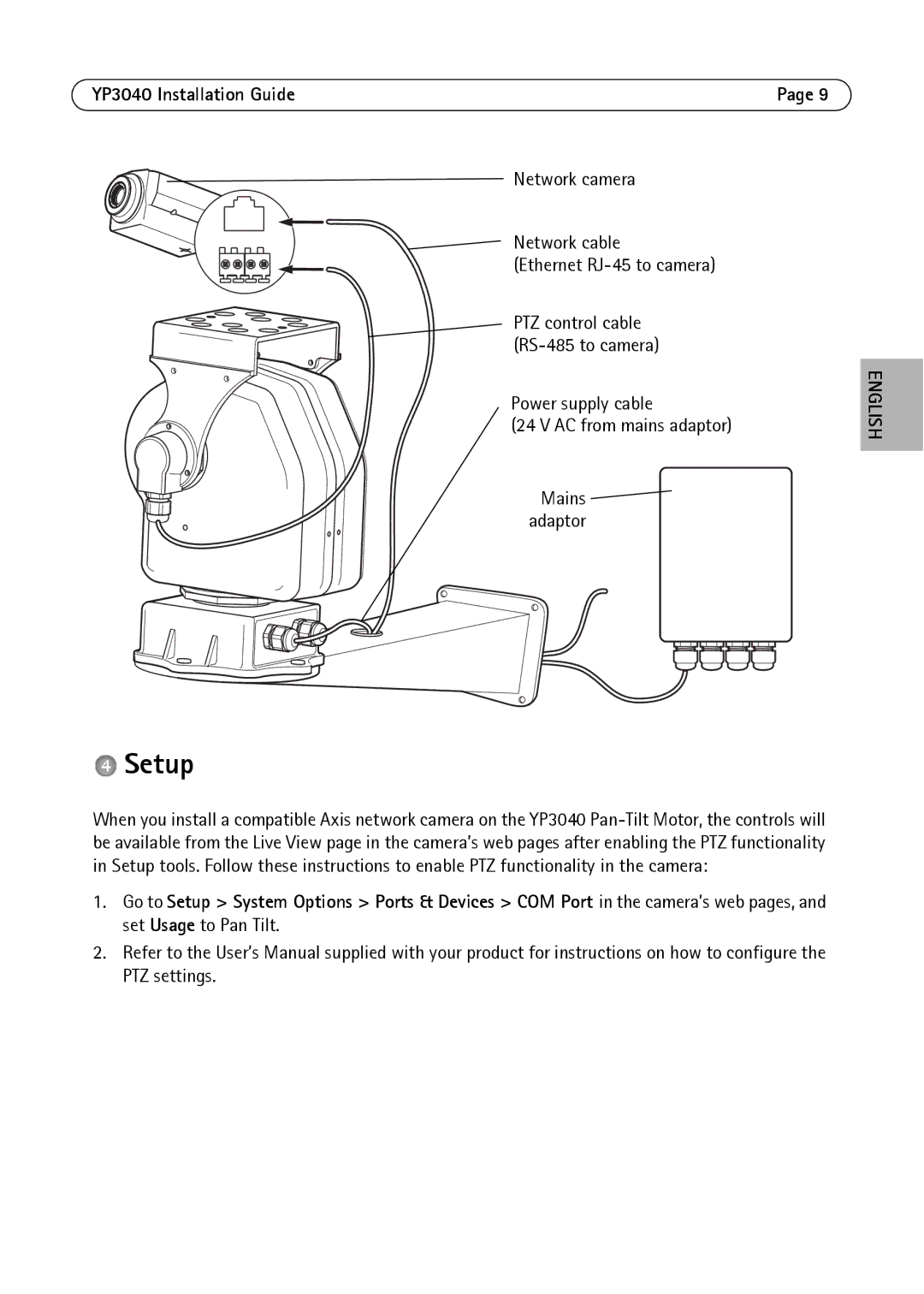 Axis Communications YP3040 manual Setup 