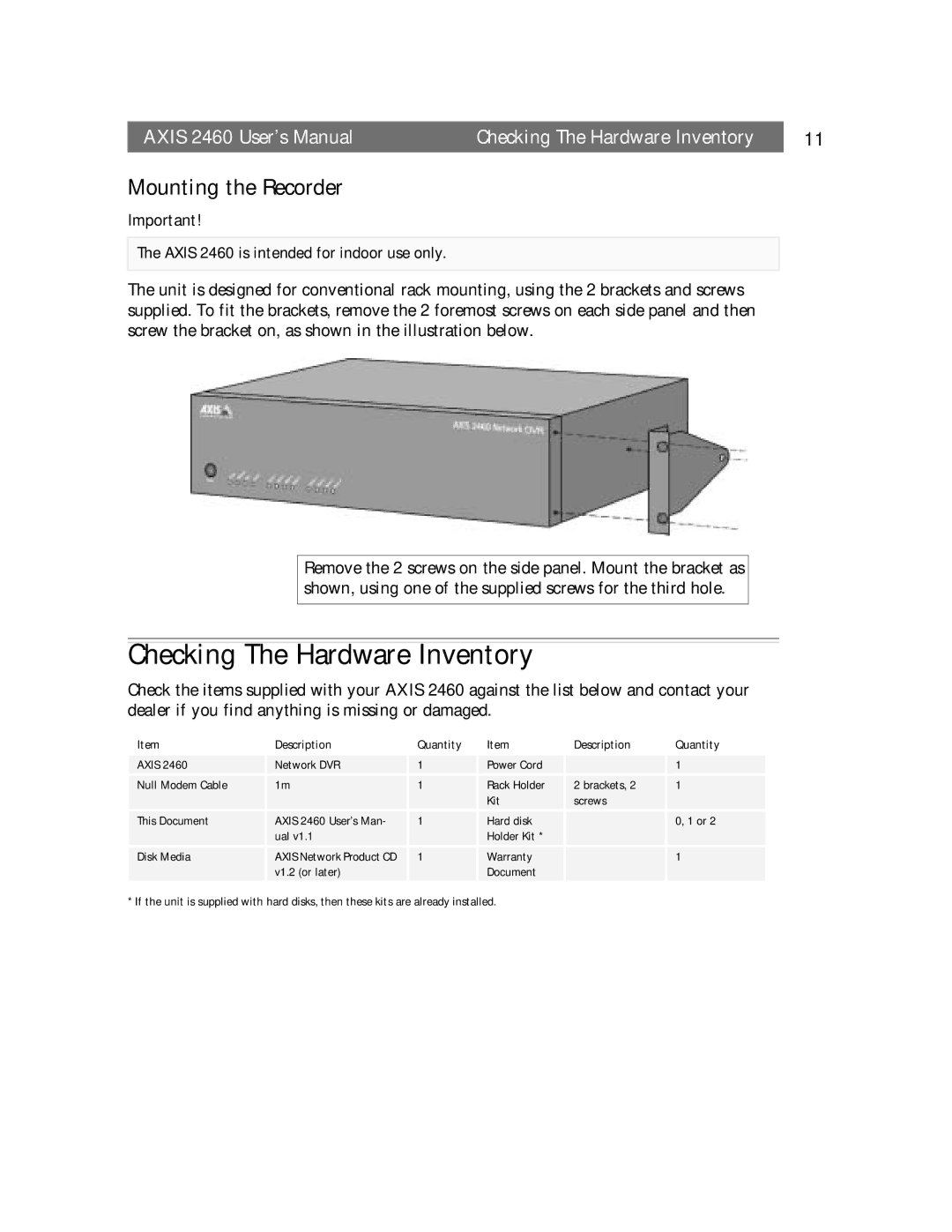 Axisoft Tech 2460 manual Checking The Hardware Inventory, Mounting the Recorder 
