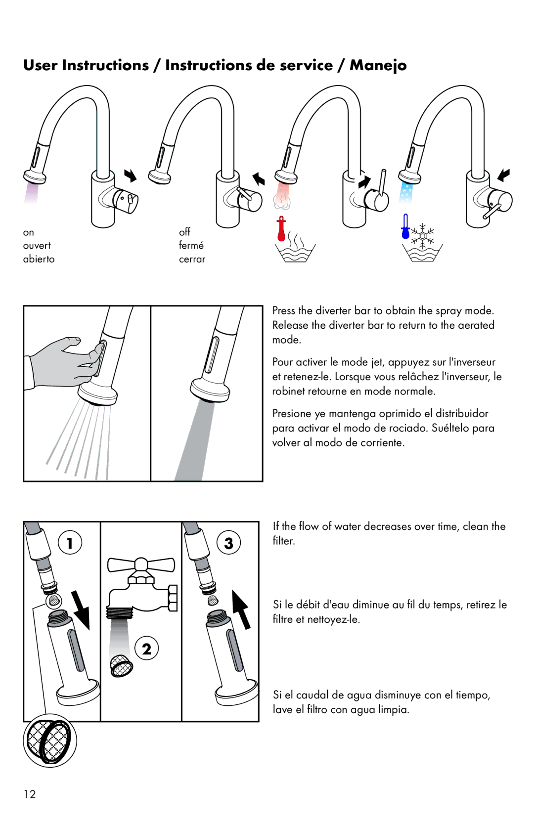 Axor 04065XX0 installation instructions User Instructions / Instructions de service / Manejo 