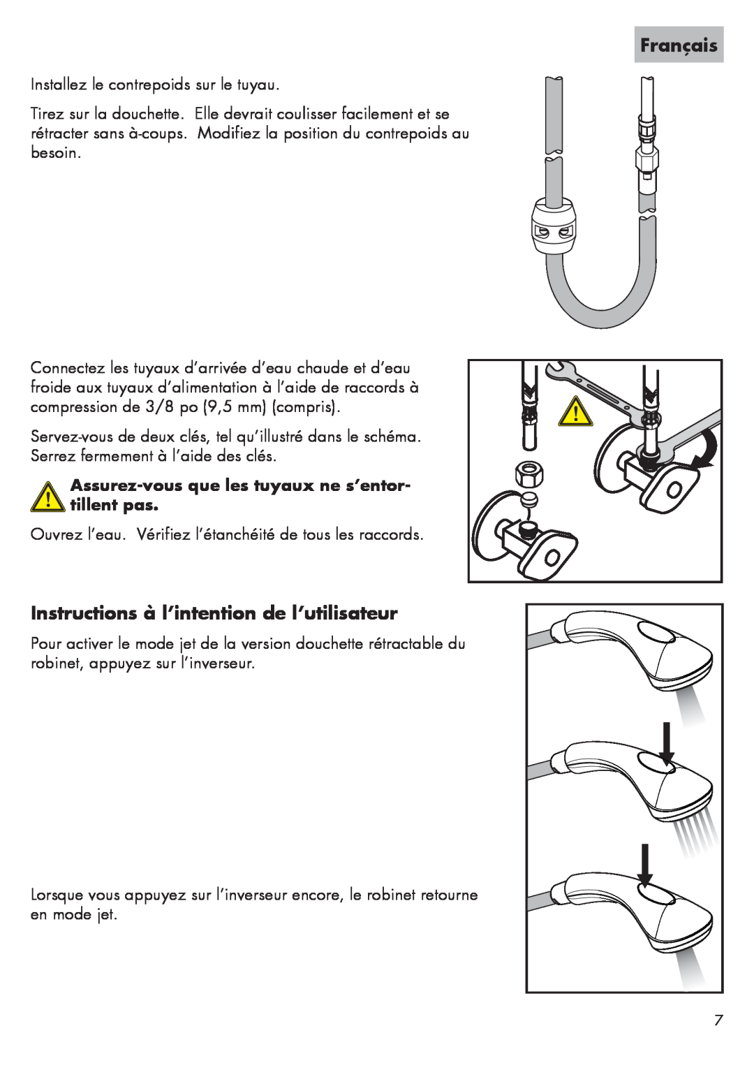Axor 04076XX0 Instructions à l’intention de l’utilisateur, Assurez-vous que les tuyaux ne s’entor- tillent pas, Français 
