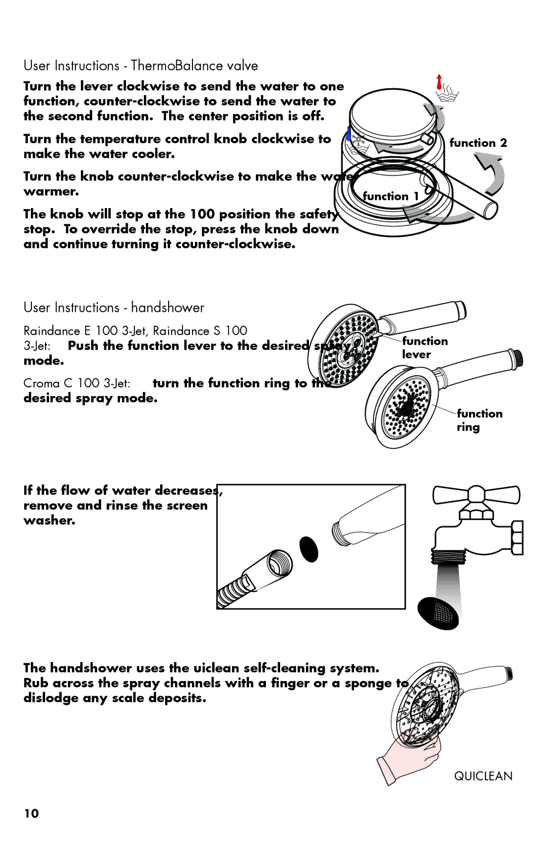 Axor 04129XX0, 04139XX0, 04140XX0, 04128XX0, 04131XX0 User Instructions ThermoBalance valve, User Instructions handshower 