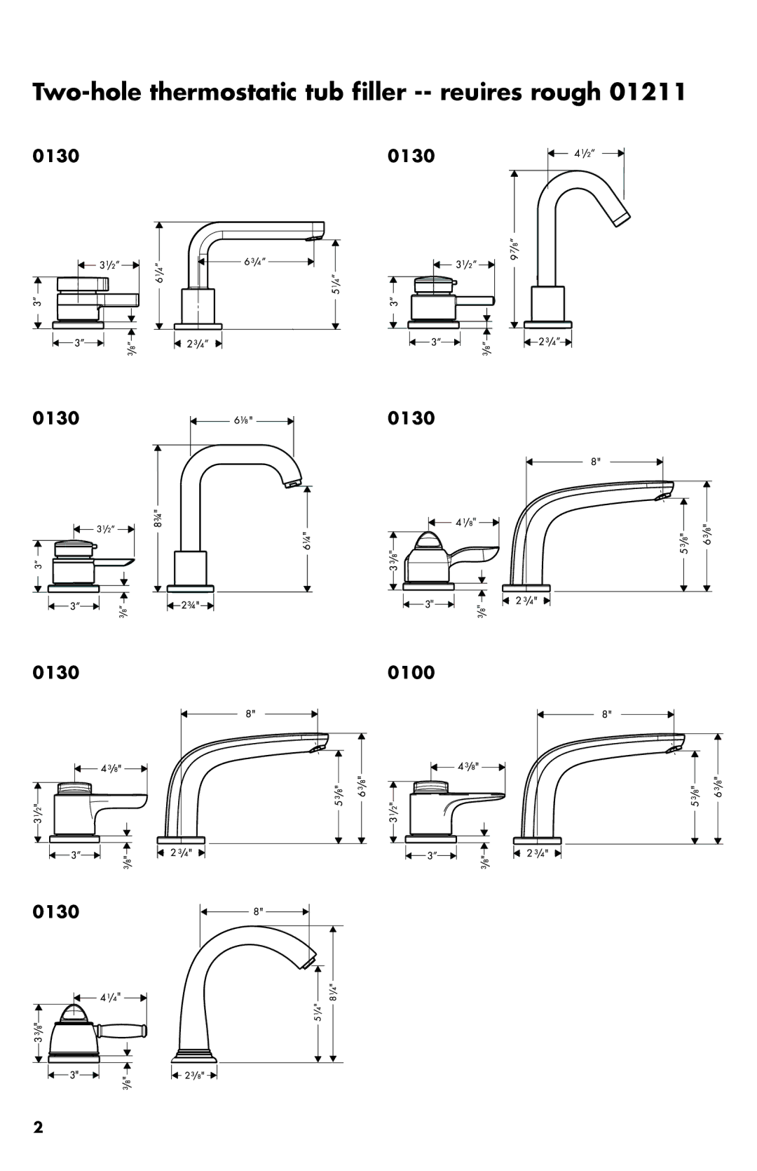 Axor 04128XX0, 04139XX0, 04140XX0, 04131XX0, 04127XX0, 04126XX0, 04136XX0 Two-hole thermostatic tub filler -- requires rough 