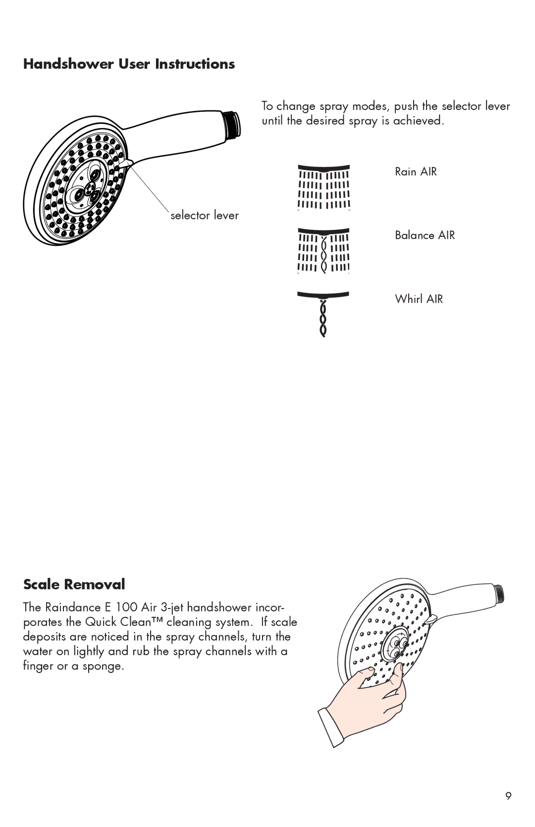 Axor 04170XX0 installation instructions Handshower User Instructions, Scale Removal 