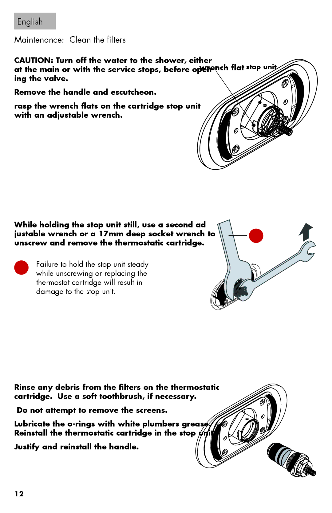 Axor 06064XX0 installation instructions English Maintenance Clean the filters, Do not attempt to remove the screens 