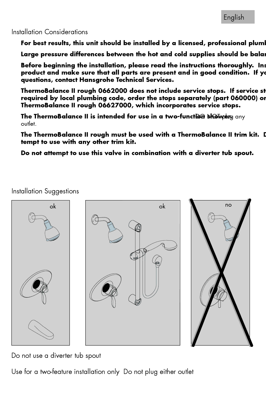 Axor 06064XX0 installation instructions English Installation Considerations 