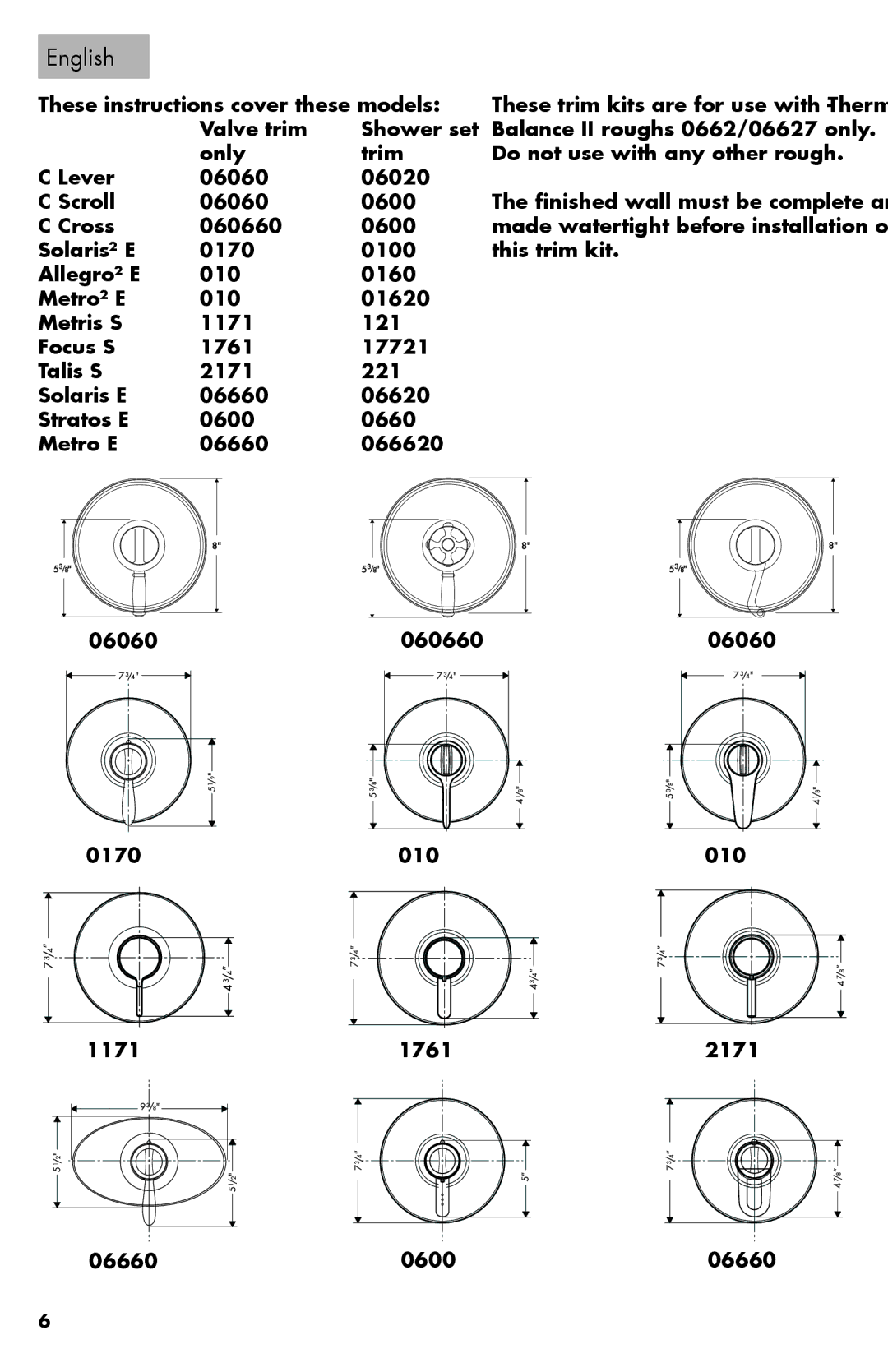 Axor 06064XX0 installation instructions These instructions cover these models 