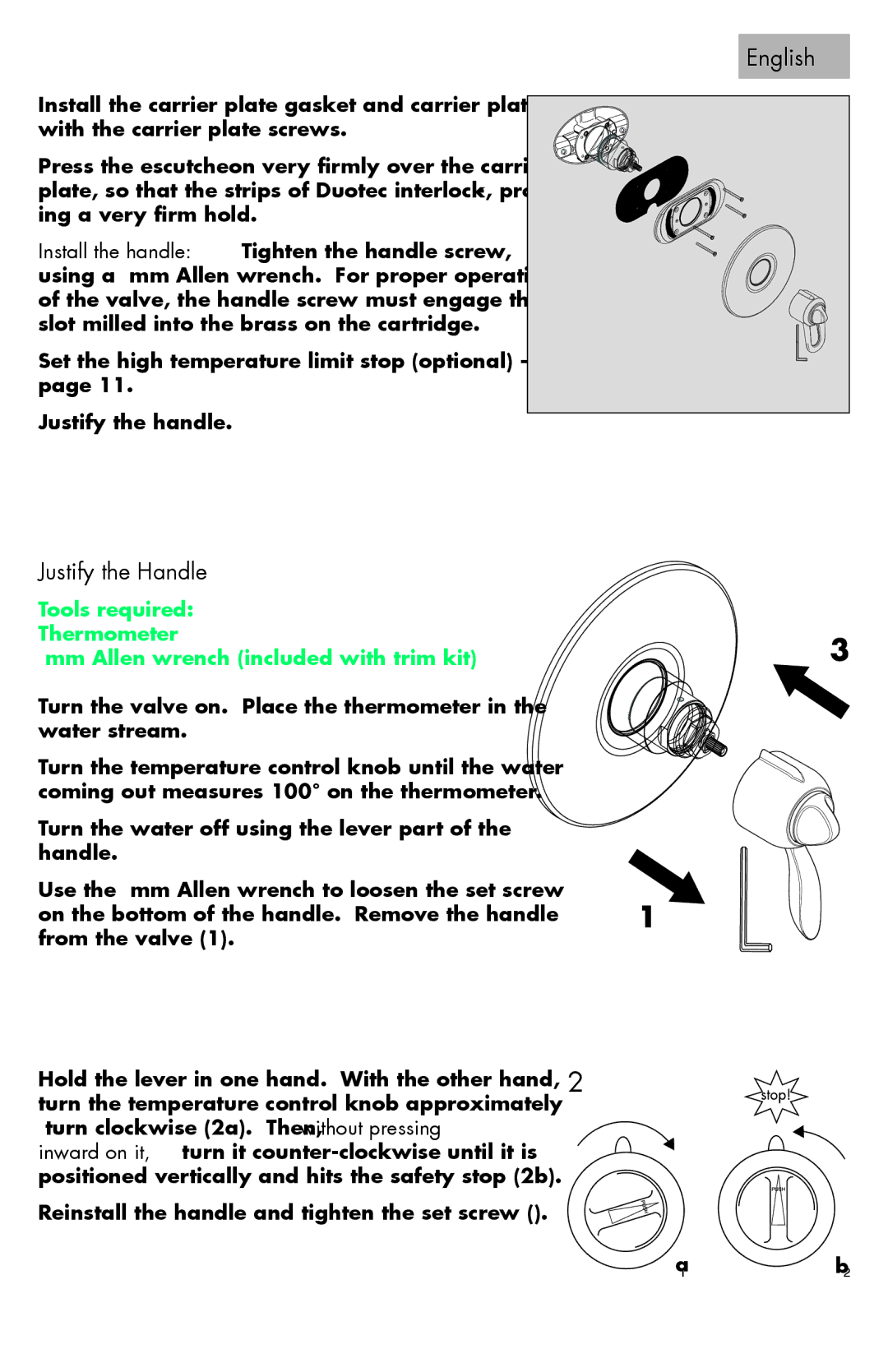 Axor 06064XX0 installation instructions Justify the Handle 