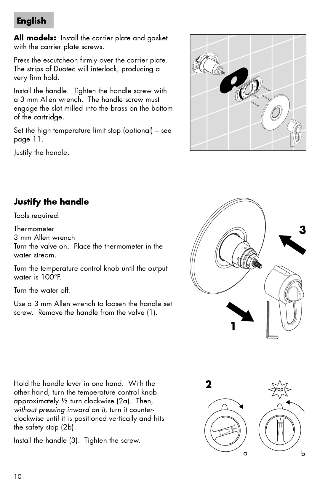 Axor 0607XX0 installation instructions Justify the handle 