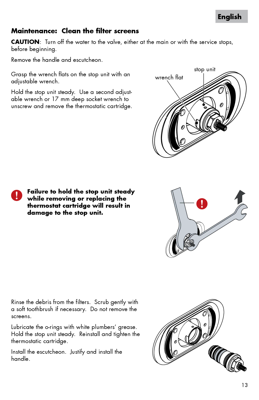 Axor 0607XX0 installation instructions English Maintenance Clean the filter screens 