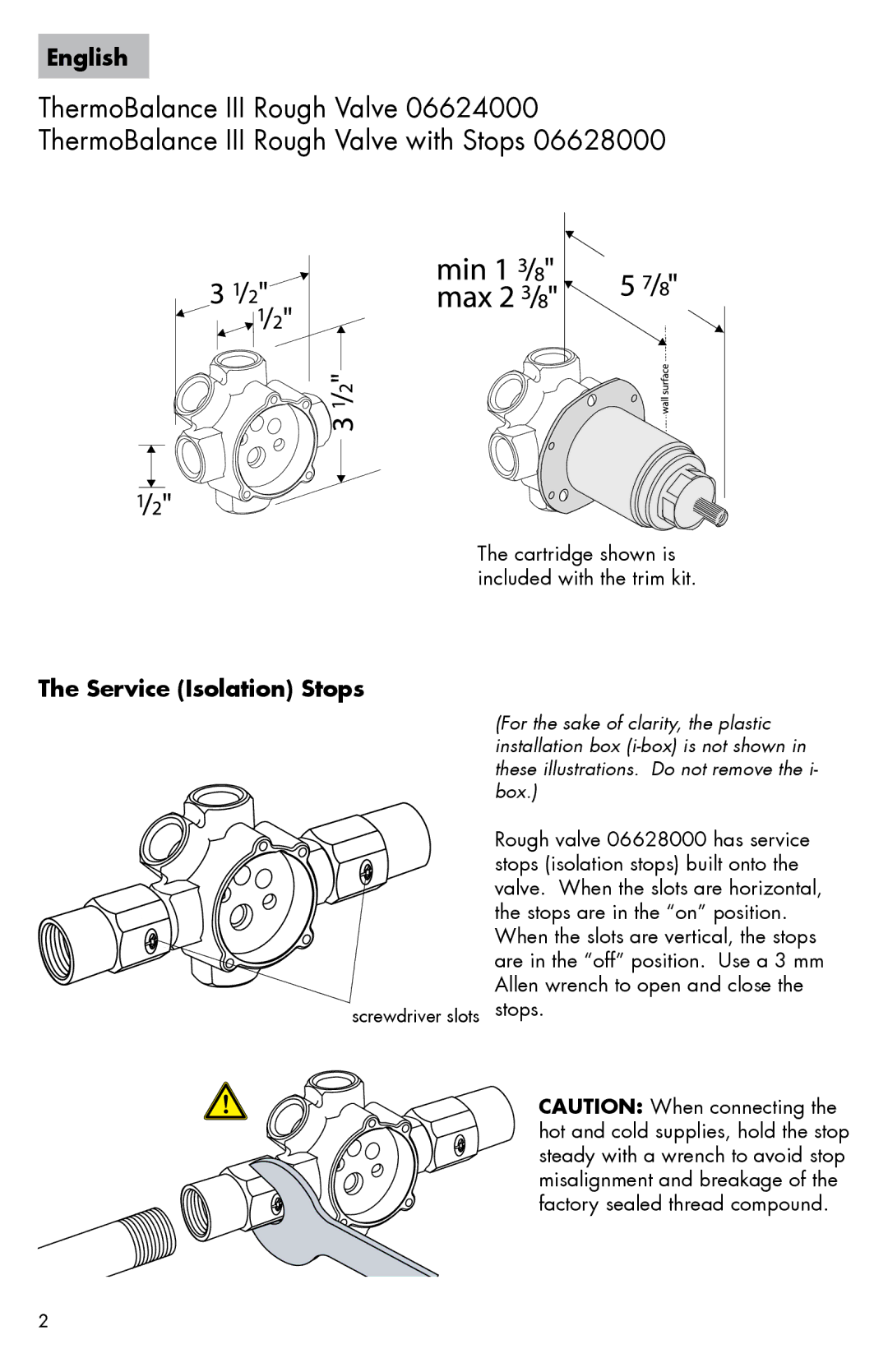 Axor 0607XX0 installation instructions English, Service Isolation Stops 